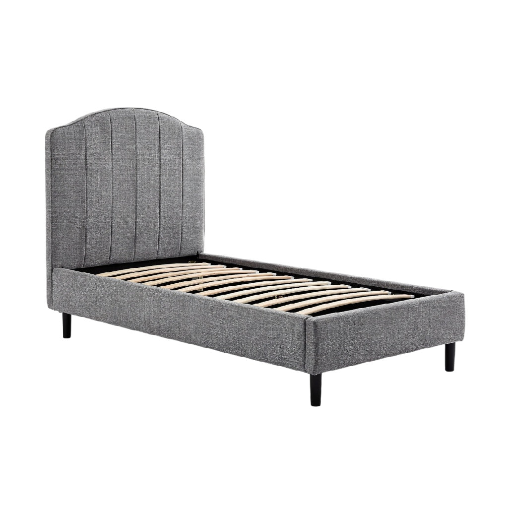 **Technische titel in het Nederlands: Modulaire Eenpersoonsbed met Houten Lattenbodem en Gestoffeerde Ruggengraat**