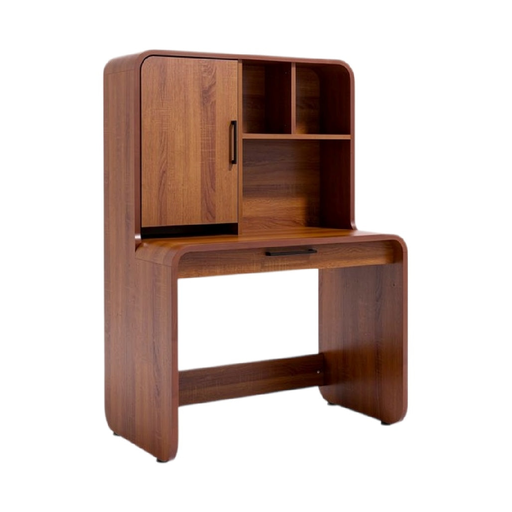 **Technische Titel in het Nederlands: Minimalistische houten bureau met opbergruimte**